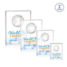 Employee Gifts - Ambassador Globe Full Color Rectangle Crystal Award