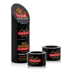 Atlantis Stacker Full Color Black Towers Crystal Award - Full Color Imprint