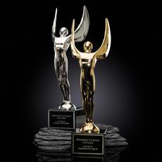 Employee Gifts - Winged Achievement Metal on Marble Award