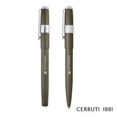 Employee Gifts - Cerruti 1881 Block Brushed Ballpoint Pen & Fountain Pen Gift Set