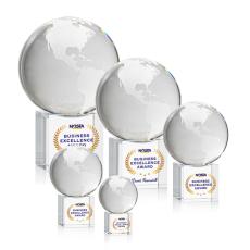 Employee Gifts - Globe on Cube Full Color Square / Cube Crystal Award