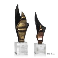 Employee Gifts - Gold Blaze Flame Glass Award