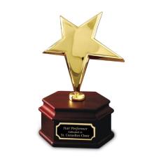 Employee Gifts - Gold Rising Star on Mahogany Metal Award