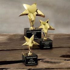 Employee Gifts - Gold Rising Star on Marble Metal Award