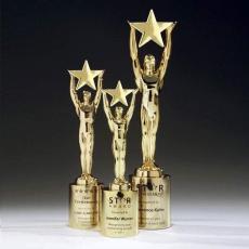 Employee Gifts - Star Achievement Star on Cylinder Metal Award