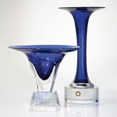 Employee Gifts - Indigo Trumpet Cups Glass Award