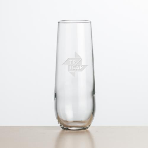 Corporate Gifts - Barware - Champagne Flutes - Ossington Stemless Flute - 8.5oz - Deep Etch