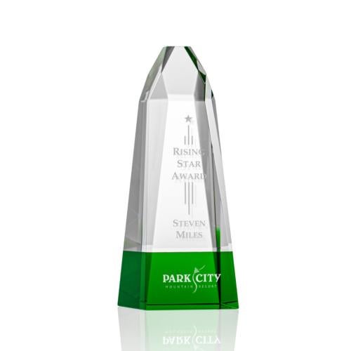 Awards and Trophies - Crystal Awards - Radiant Green Obelisk Crystal Award