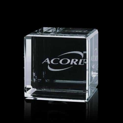 Awards and Trophies - Crystal Awards - Davenport Cube Square / Cube Crystal Award