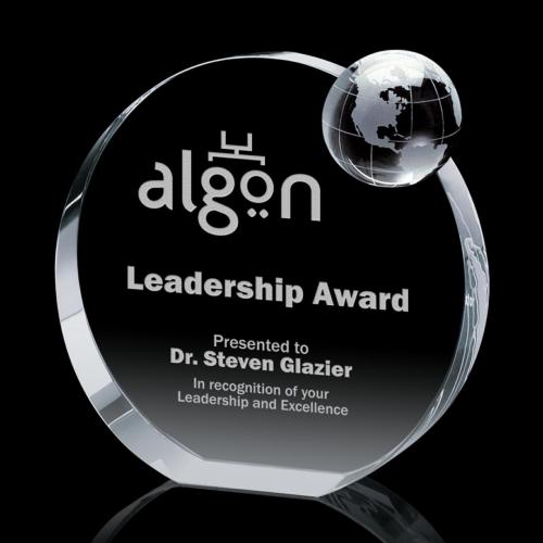 Awards and Trophies - Crystal Awards - Havock Globe Circle Crystal Award