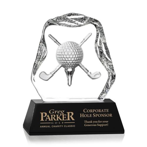 Awards and Trophies - Crystal Awards - Slaithwaite Golf Black Crystal Award