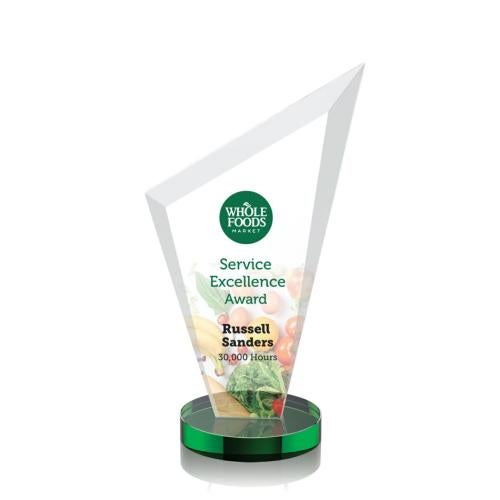Awards and Trophies - Crystal Awards - Condor Full Color Green Peaks Crystal Award