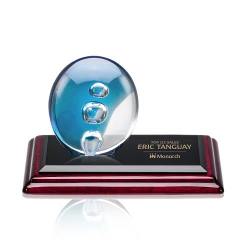 Awards and Trophies - Crystal Awards - Glass Awards - Art Glass Awards - Zoltan Circle on Rosewood Base Glass Award