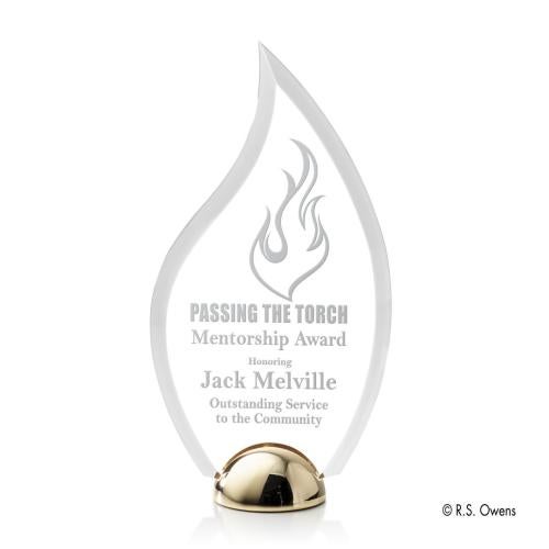 Awards and Trophies - Acrylic Awards - Vulcan Hemisphere Laser Engraved Flame Acrylic Award