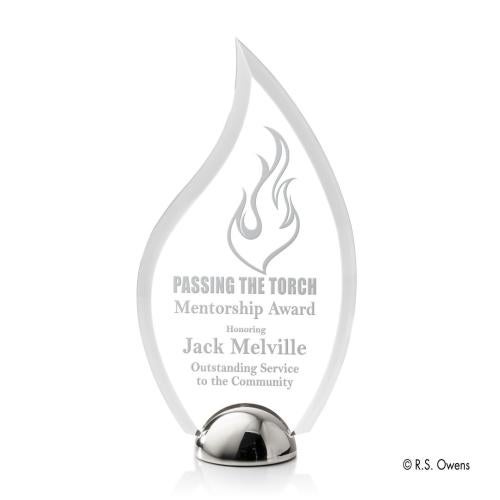 Awards and Trophies - Acrylic Awards - Vulcan Hemisphere Laser Engraved Flame Acrylic Award