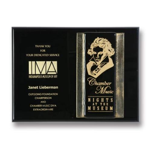 Awards and Trophies - Crystal Awards - Glass Awards - Art Glass Awards - Ebony Fusion Plaque Rectangle Glass Award