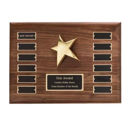 Awards and Trophies - Plaque Awards - Walnut Perpetual Star