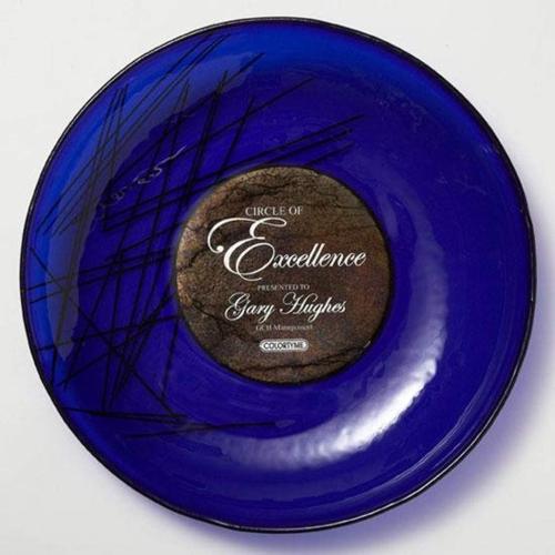 Awards and Trophies - Plaque Awards - Glass Plaques - Sapphire Bowl Circle Glass Award