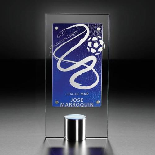 Awards and Trophies - Crystal Awards - Glass Awards - Art Glass Awards - Mondrian Amber Rectangle Glass Award