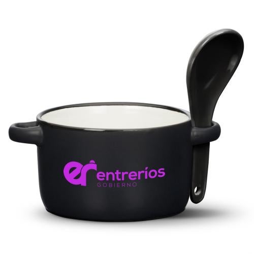 Promotional Products - Drinkware - Coffee Mugs - Merritt Soup Mug & Spoon - 12oz - Imprinted