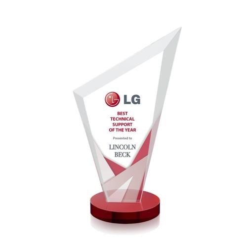 Awards and Trophies - Crystal Awards - Condor Full Color Red Peaks Crystal Award
