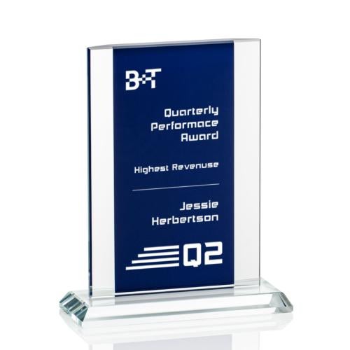 Awards and Trophies - Crystal Awards - Tameside Blue Rectangle Crystal Award