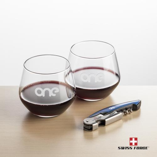 Corporate Gifts - Barware - Gift Sets - Swiss Force&reg; Opener & Mandelay Stemless Wine
