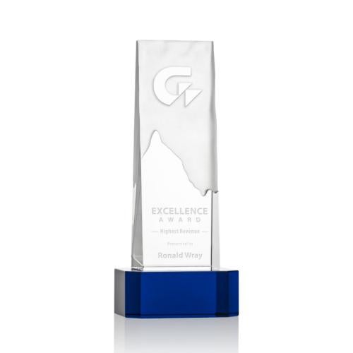 Awards and Trophies - Crystal Awards - Rushmore Blue on Base Towers Crystal Award
