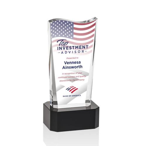 Awards and Trophies - Crystal Awards - Violetta Full Color Black on Base Unique Crystal Award