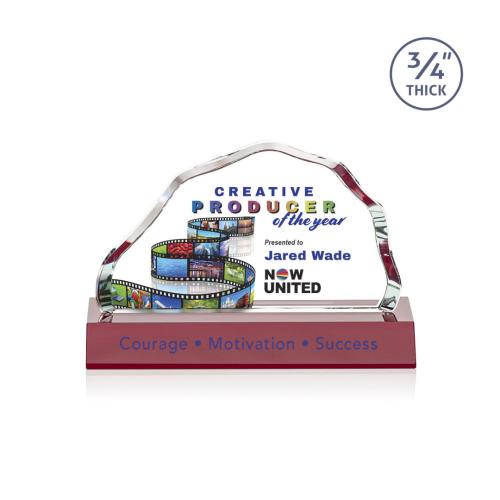 Awards and Trophies - Crystal Awards - Highbridge Full Color Red Crystal Award