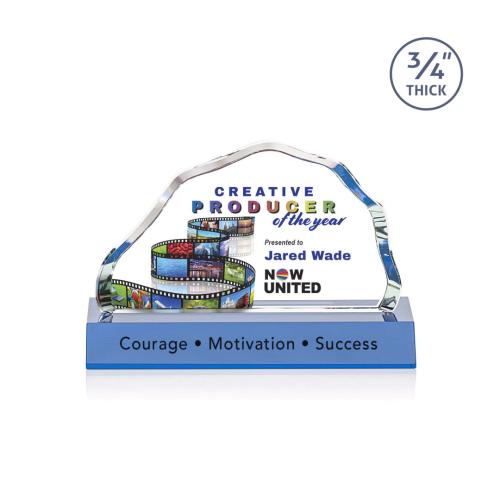 Awards and Trophies - Crystal Awards - Highbridge Full Color Sky Blue Crystal Award