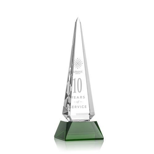 Awards and Trophies - Crystal Awards - Helmsley Obelisk - Green