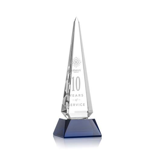 Awards and Trophies - Crystal Awards - Helmsley Obelisk - Blue