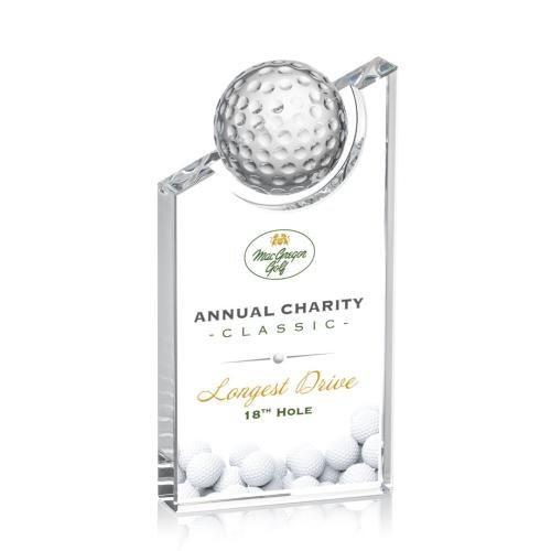 Awards and Trophies - Crystal Awards - Axis Full Color Golf Peaks Crystal Award