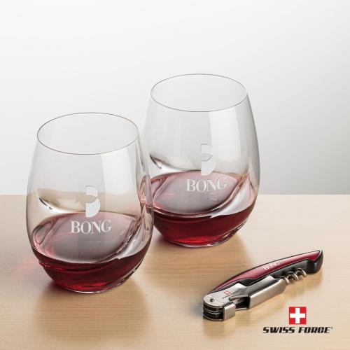 Corporate Gifts - Barware - Gift Sets - Swiss Force&reg; Opener & Bartolo Stemless Wine
