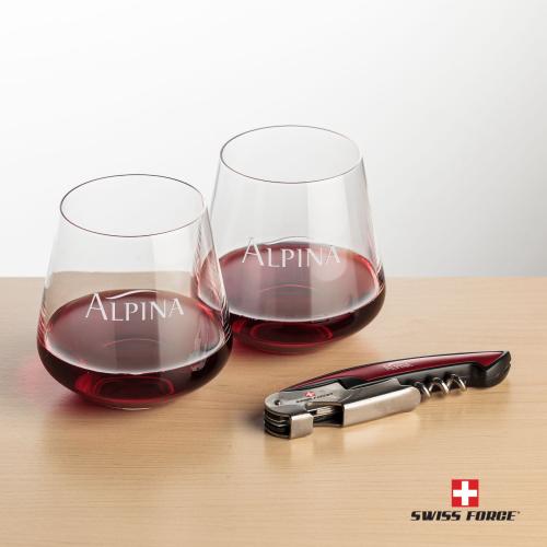 Corporate Gifts - Barware - Gift Sets - Swiss Force&reg; Opener & Cannes Stemless Wine