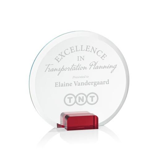 Awards and Trophies - Crystal Awards - Bowie Red Circle Crystal Award