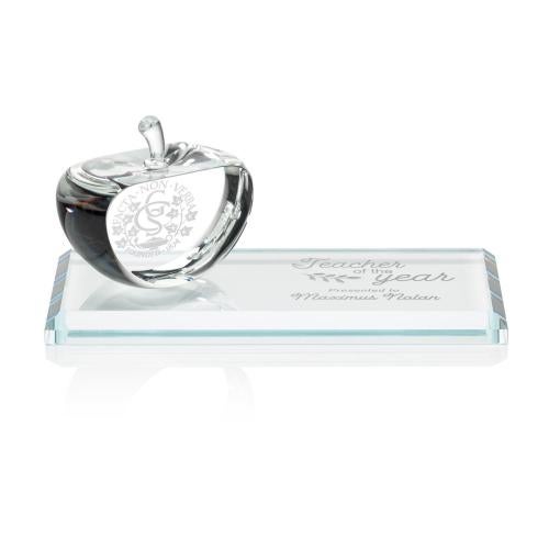 Awards and Trophies - Crystal Awards - Argyle Apple Crystal on Base Award