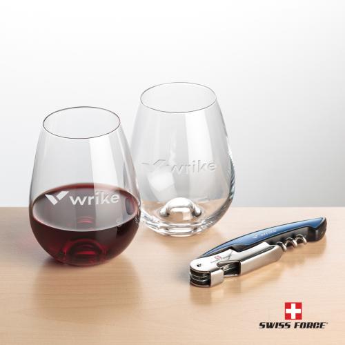 Corporate Gifts - Barware - Gift Sets - Swiss Force&reg; Opener & Edderton Stemless Wine