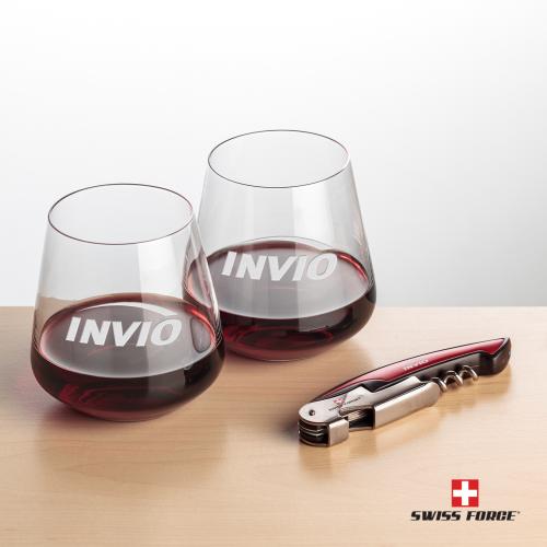 Corporate Gifts - Barware - Gift Sets - Swiss Force&reg; Opener & Breckland Stemless Wine