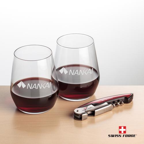 Corporate Gifts - Barware - Gift Sets - Swiss Force&reg; Opener & Germain Stemless Wine