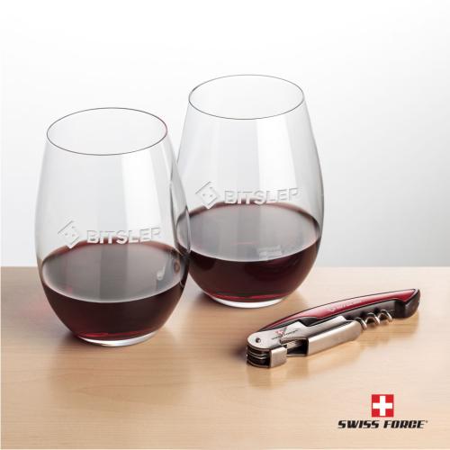 Corporate Gifts - Barware - Gift Sets - Swiss Force® Opener & Laurent Stemless Wine