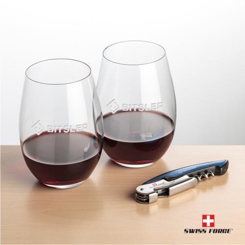 Corporate Gifts - Barware - Gift Sets - Swiss Force&reg; Opener & Laurent Stemless Wine