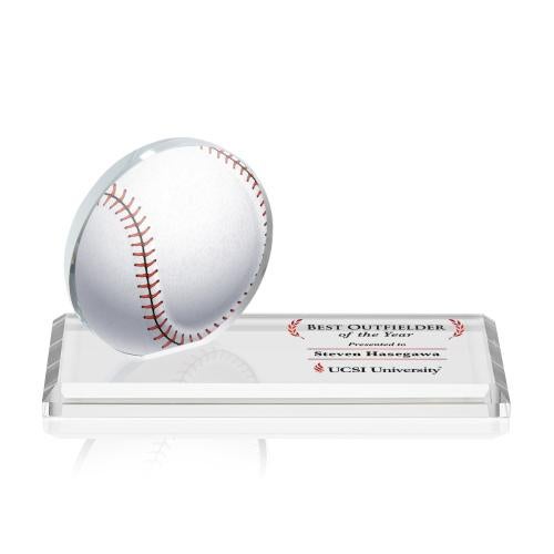 Awards and Trophies - Crystal Awards - Northam Full Color Baseball Circle Wood Award