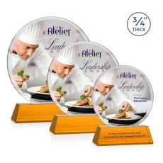 Blackpool on Newhaven Full Color Amber Circle Crystal Award - Awards and Trophies