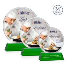 Blackpool on Newhaven Full Color Green Circle Crystal Award - Awards and Trophies