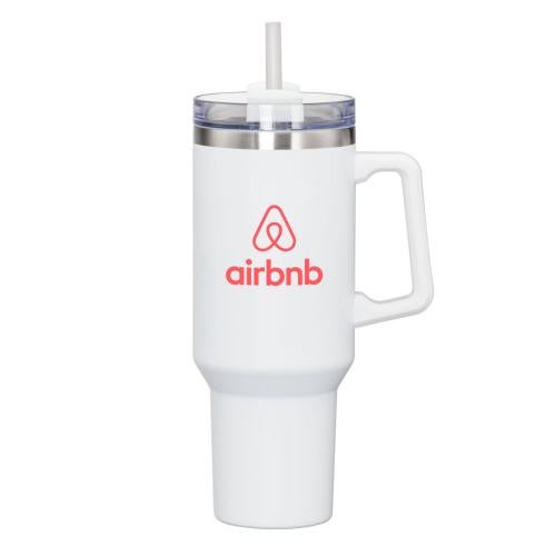 Promotional Products - Drinkware - Travel Tumblers - Makena Handle Travel Mug w/Straw - 40oz