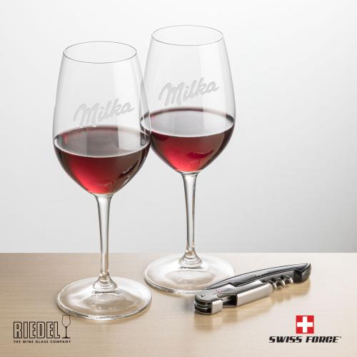 Corporate Gifts - Barware - Gift Sets - Swiss Force&reg; Opener & RIEDEL Oenologue Wine
