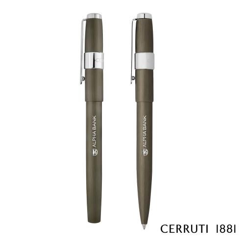 Promotional Products - Writing Instruments - Pen Sets - Cerruti 1881&reg; Block Brushed Ballpoint Pen & Fountain Pen Set