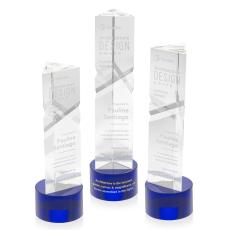 Oakham Blue on Marvel Base Towers Crystal Award - Colored Crystal Awards
